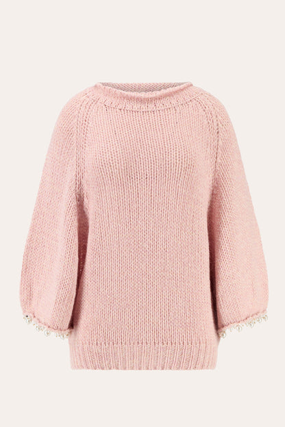Women's Embellished Poncho Sweater – Rose Mouli, view 4
