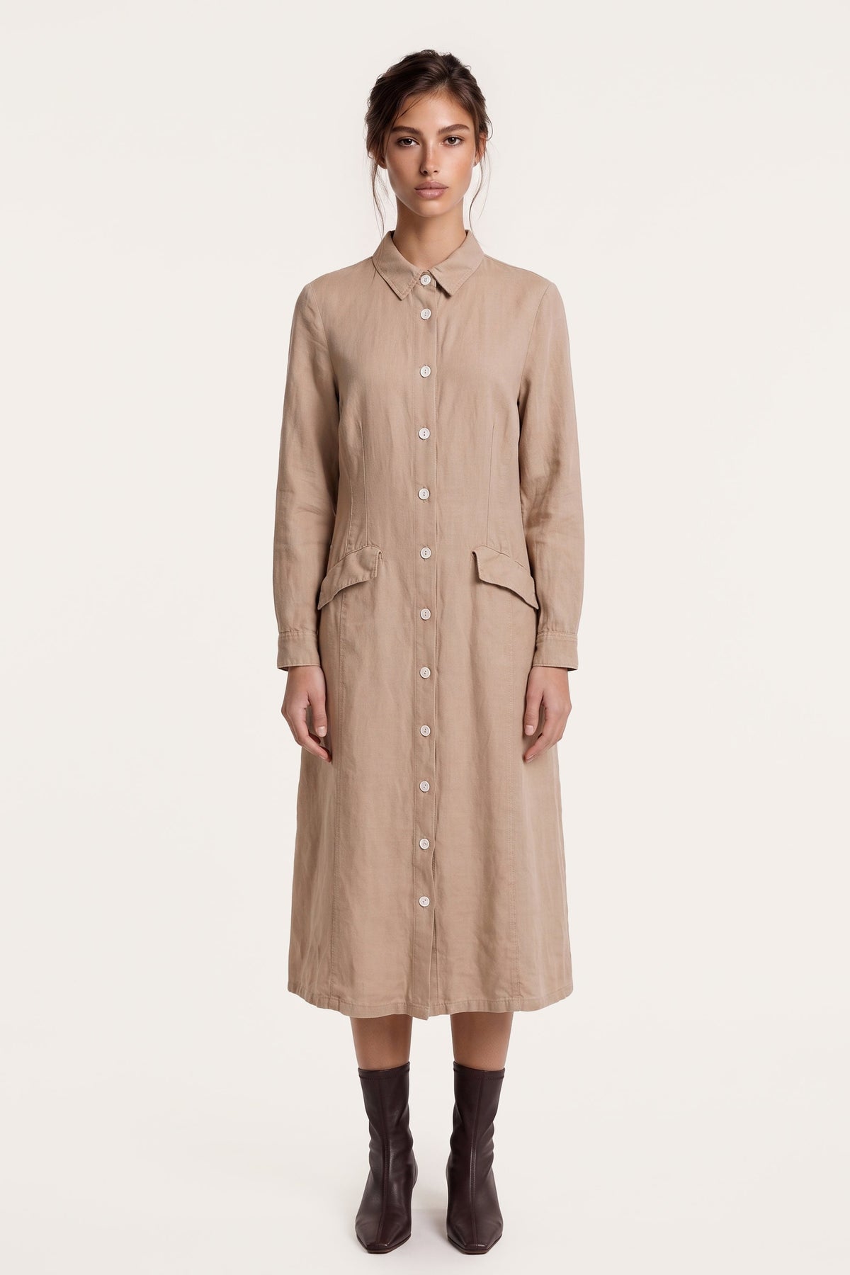 Women's Linen-Lyocell Shirt Dress – Corda, view 1