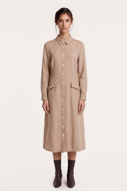 Women's Linen-Lyocell Shirt Dress – Corda, view 1