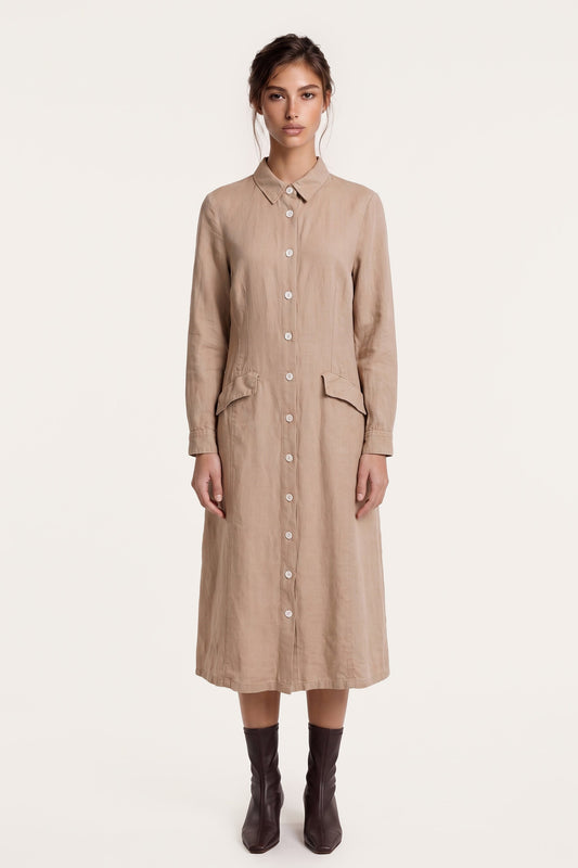 Women's Linen-Lyocell Shirt Dress – Corda, view 1