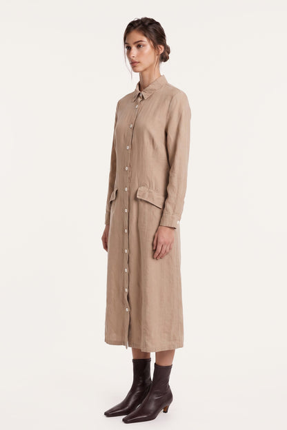 Women's Linen-Lyocell Shirt Dress – Corda, view 3