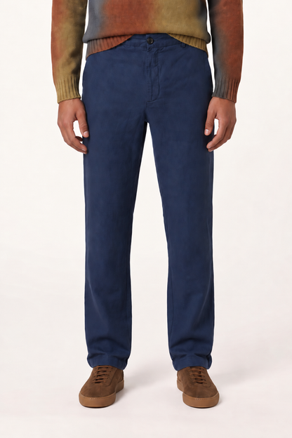 Men's Linen Lyocell Straight-Leg Trousers – Ocean, view 1