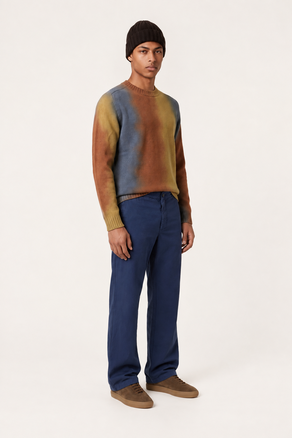Men's Linen Lyocell Straight-Leg Trousers – Ocean, view 3