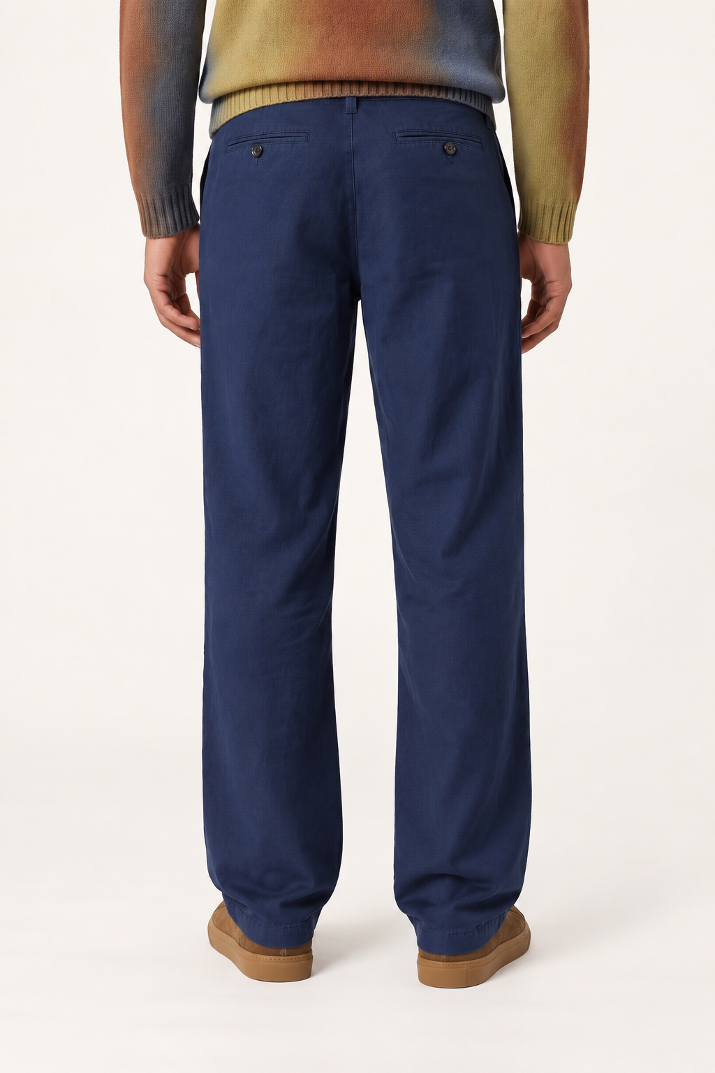 Men's Linen Lyocell Straight-Leg Trousers – Ocean, view 2