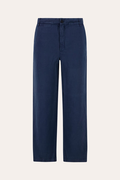 Men's Linen Lyocell Straight-Leg Trousers – Ocean, view 4