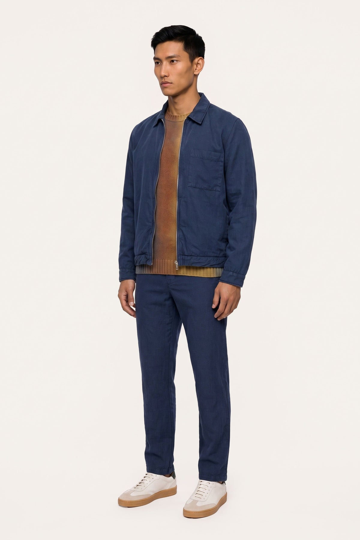 Men's Linen Lyocell Garment-Dyed Zip Jacket – Ocean, view 3
