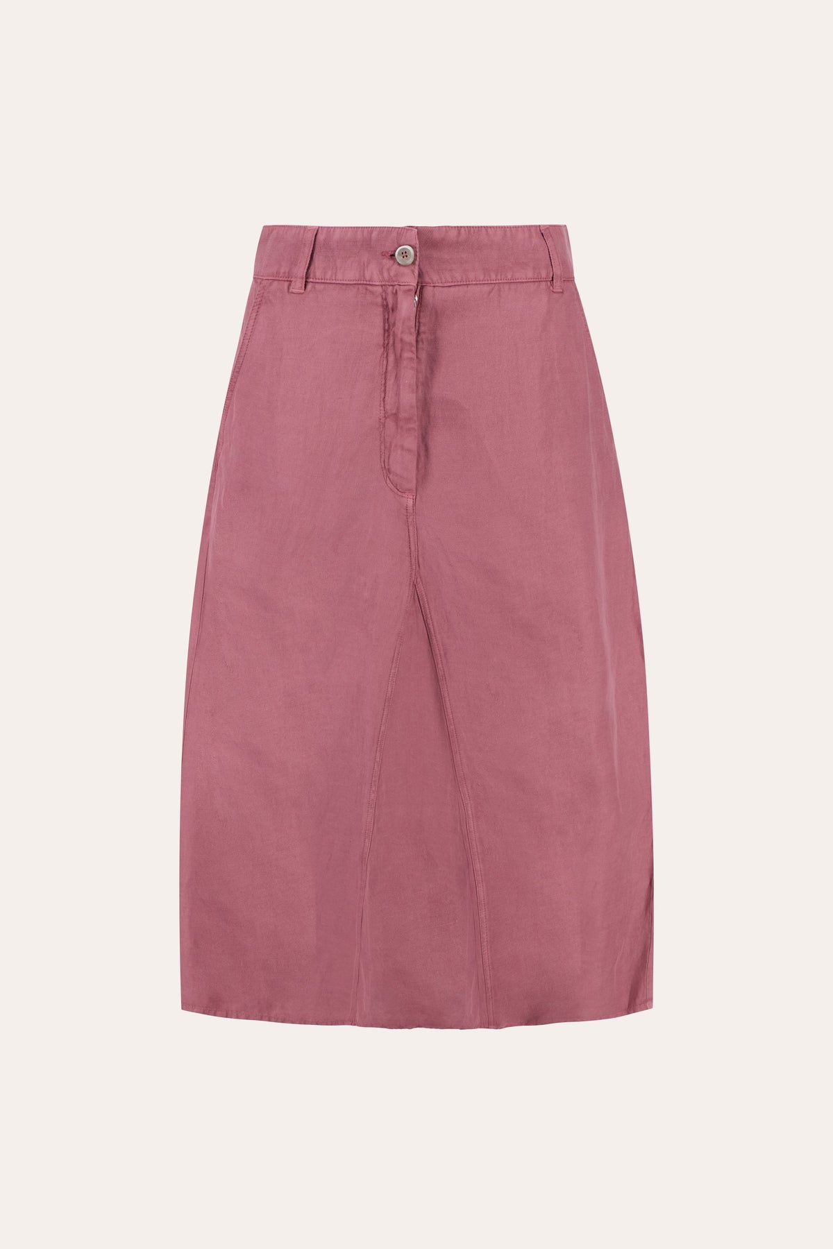 Women's Linen-Lyocell Soft Tailored Midi Skirt – Blush, view 4