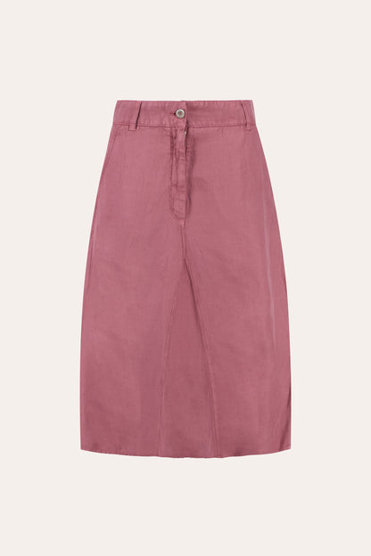 Women's Linen-Lyocell Soft Tailored Midi Skirt – Blush, view 4