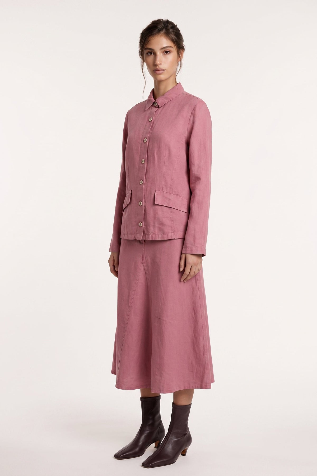 Women's Tailored Linen-Lyocell Jacket – Blush, view 3