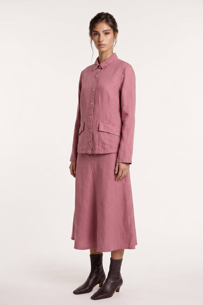 Women's Tailored Linen-Lyocell Jacket – Blush, view 3
