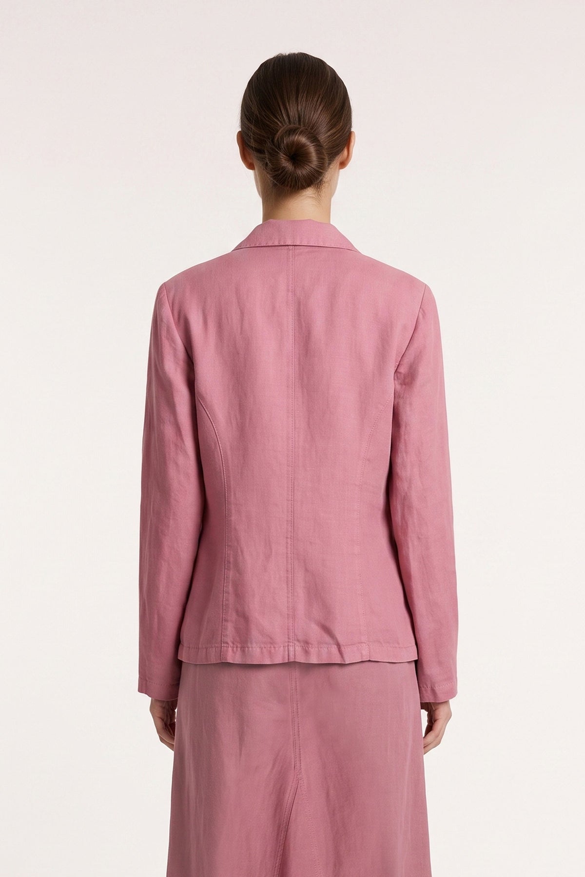 Women's Tailored Linen-Lyocell Jacket – Blush, view 2