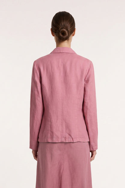 Women's Tailored Linen-Lyocell Jacket – Blush, view 2