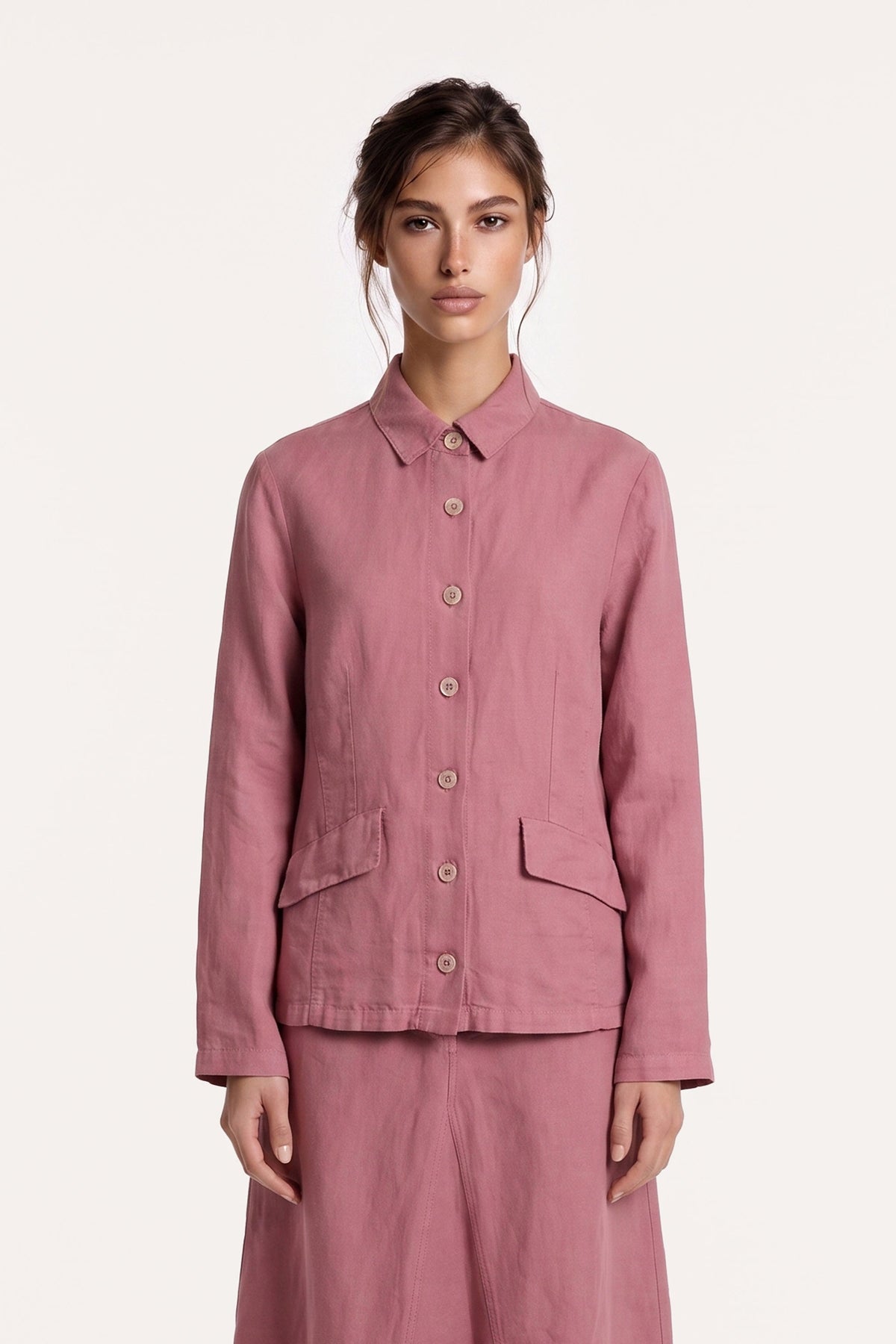 Women's Tailored Linen-Lyocell Jacket – Blush, view 1