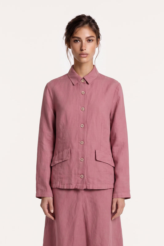 Women's Tailored Linen-Lyocell Jacket – Blush, view 1