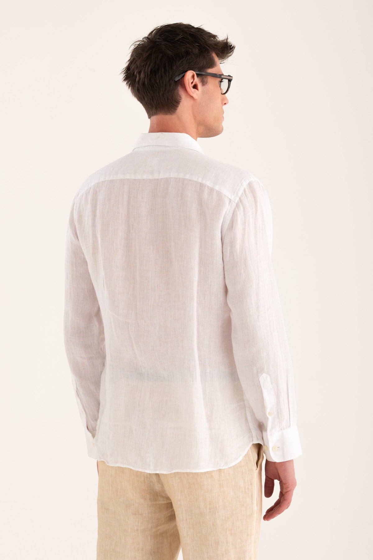 Men's Classic Pure Linen Shirt – White, view 6