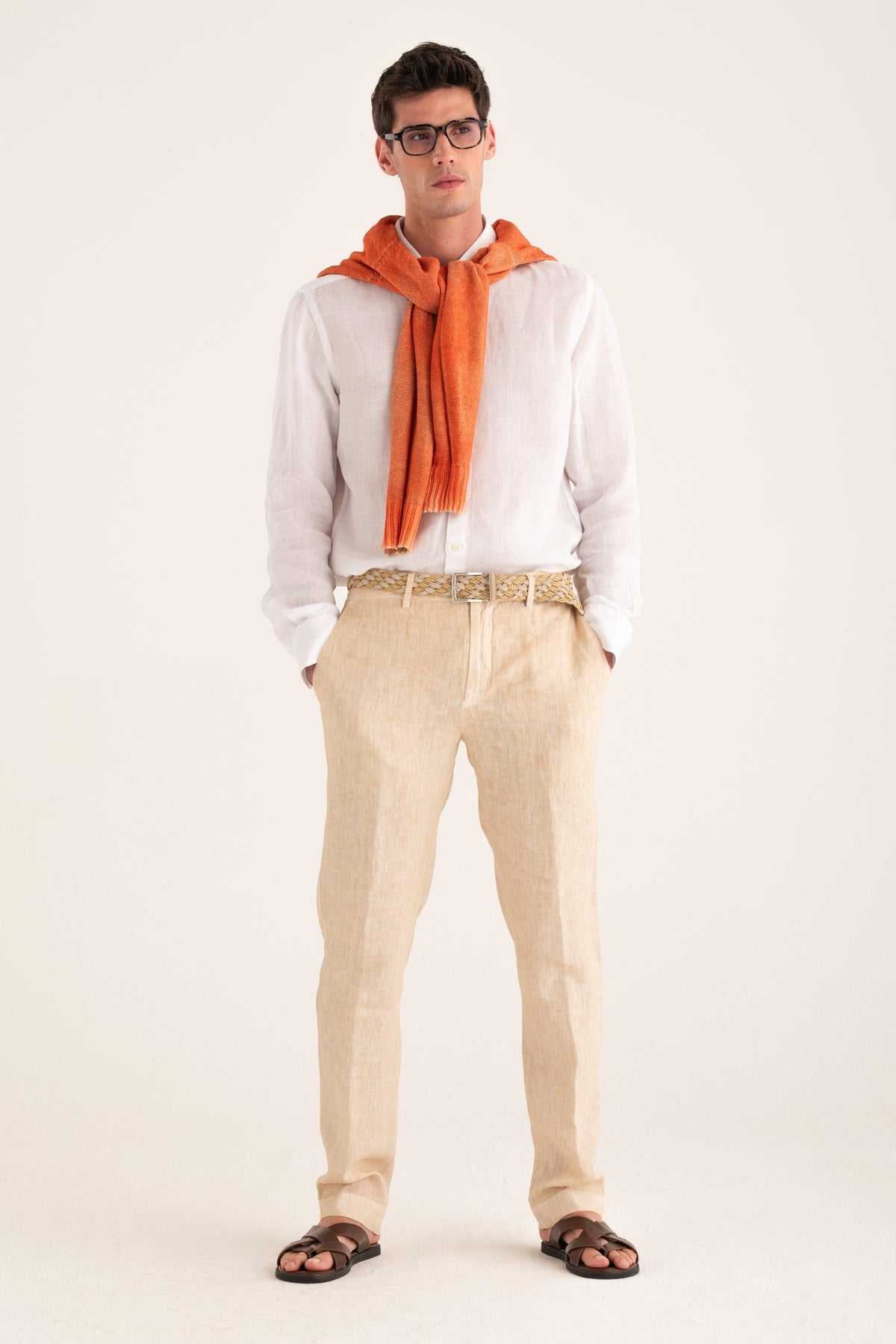 Men's Classic Pure Linen Shirt – White, view 2