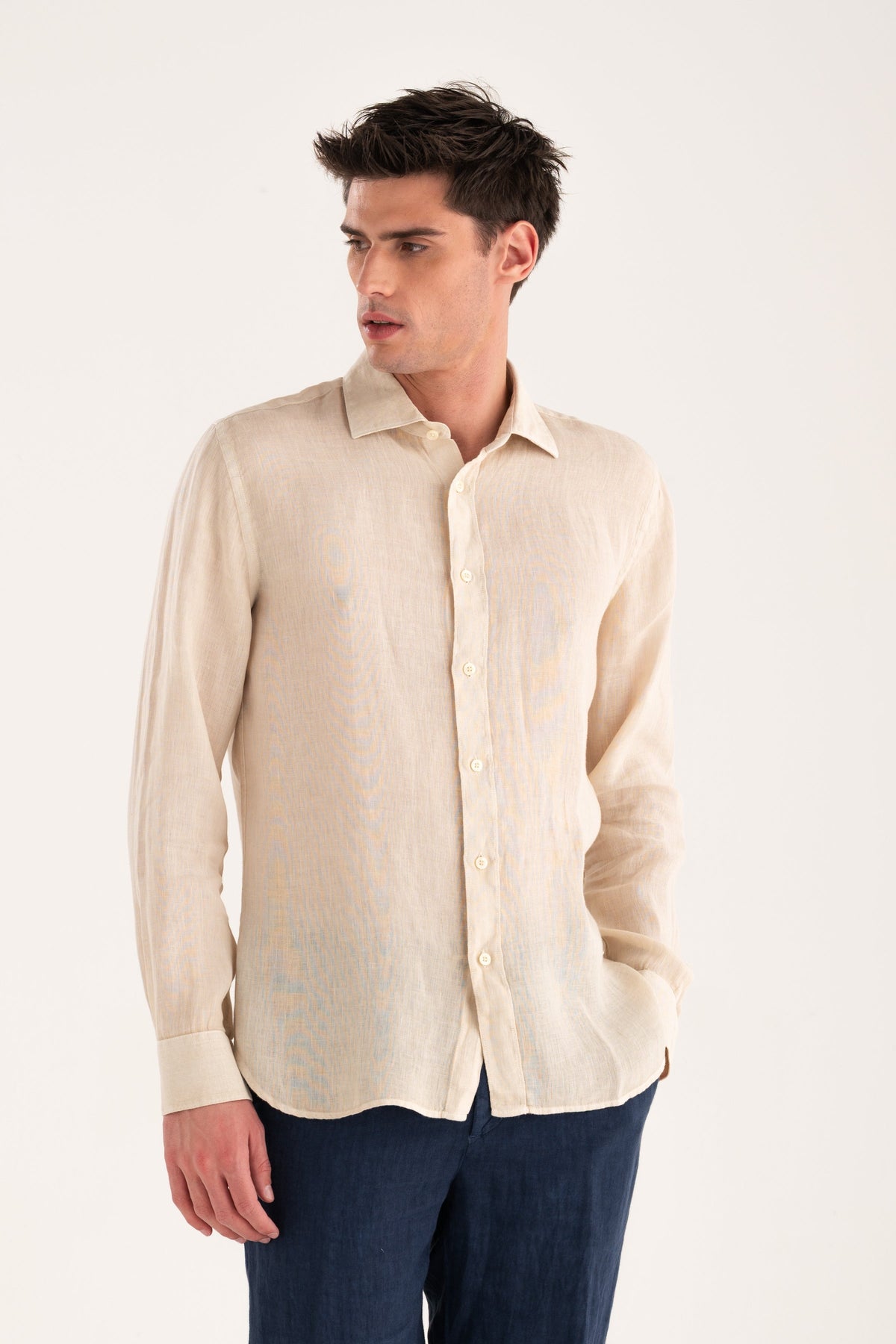 Men's Classic Slim Fit Linen Shirt – Safari Soft Fade, view 1