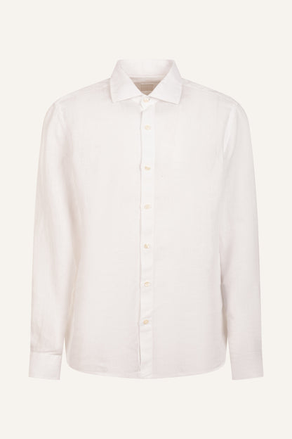 Men's Long Sleeve Contemporary Fit Linen Shirt – White, view 6