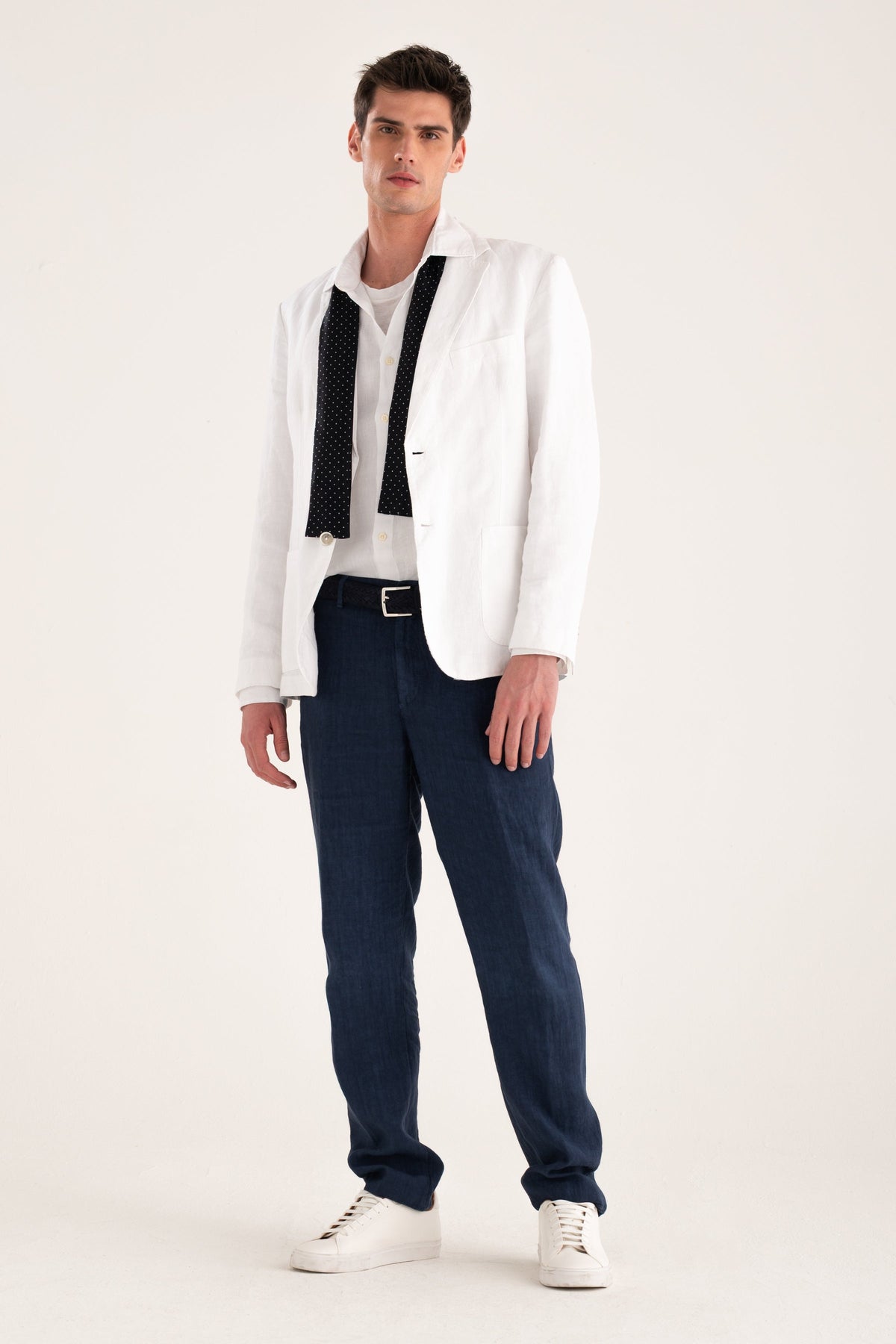 Men's Long Sleeve Contemporary Fit Linen Shirt – White, view 5