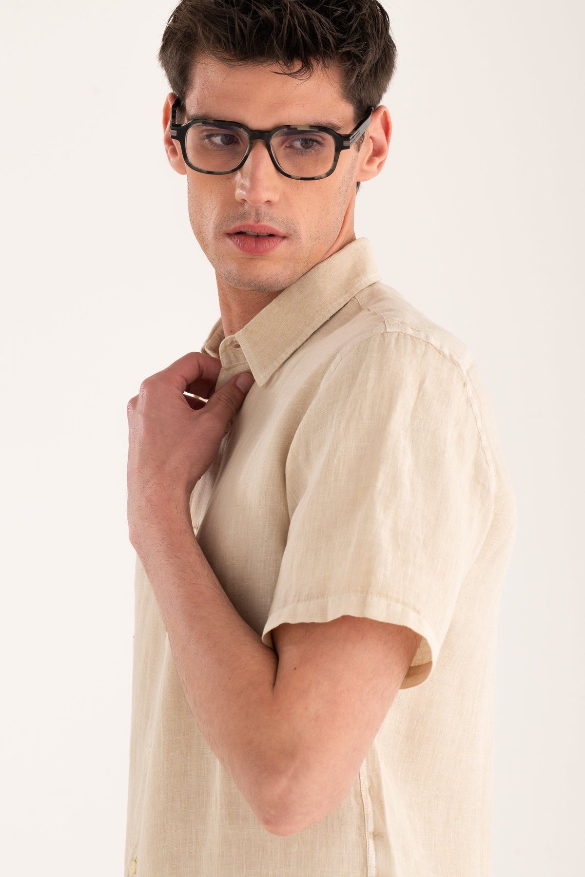 Men's Contemporary Fit Linen Shirt – Safari Soft Fade, view 4