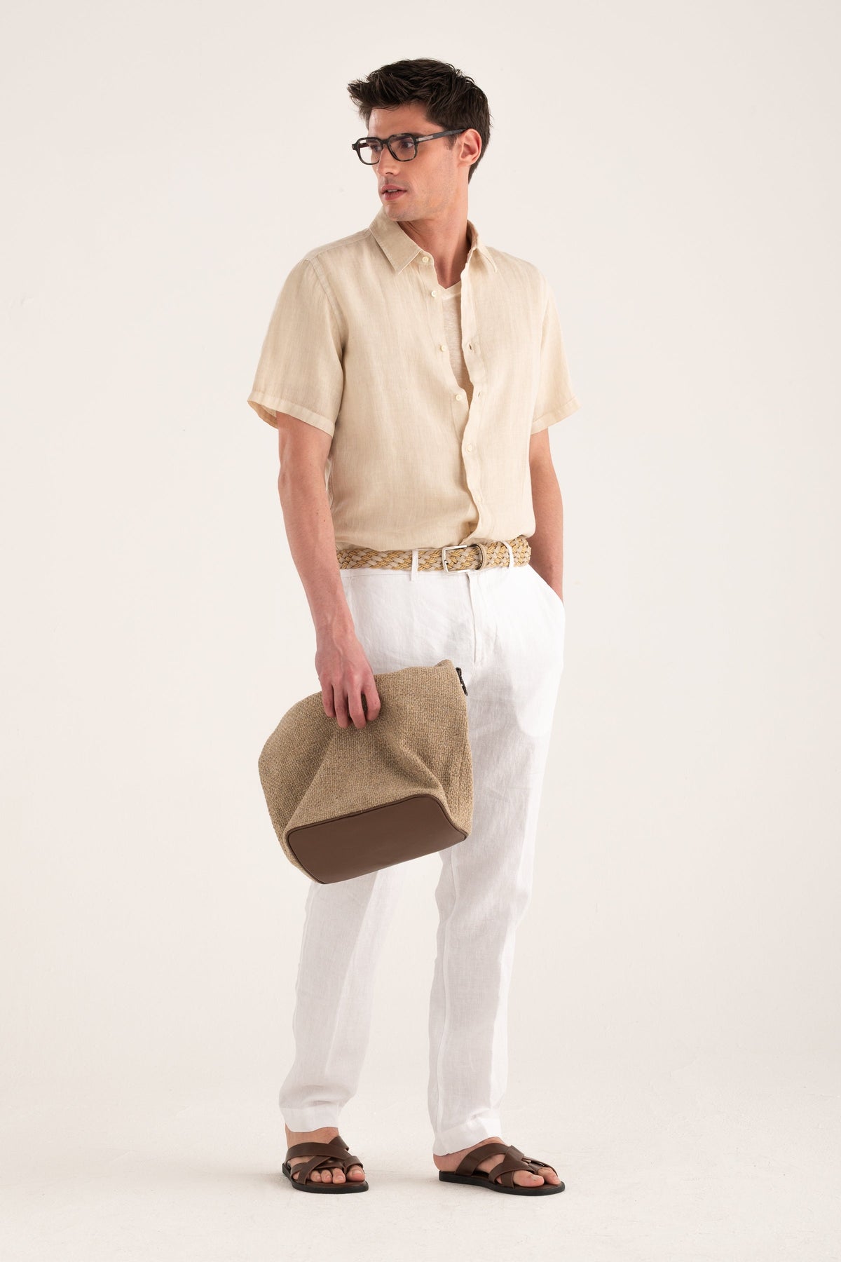 Men's Contemporary Fit Linen Shirt – Safari Soft Fade, view 6