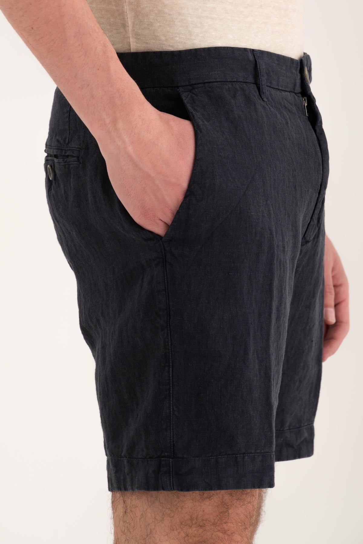 Men's Linen Chino Shorts – Marine, view 3