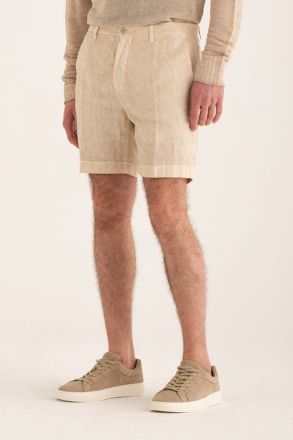 Men's Linen Chino Cuffed Shorts – Safari Soft Fade, view 1