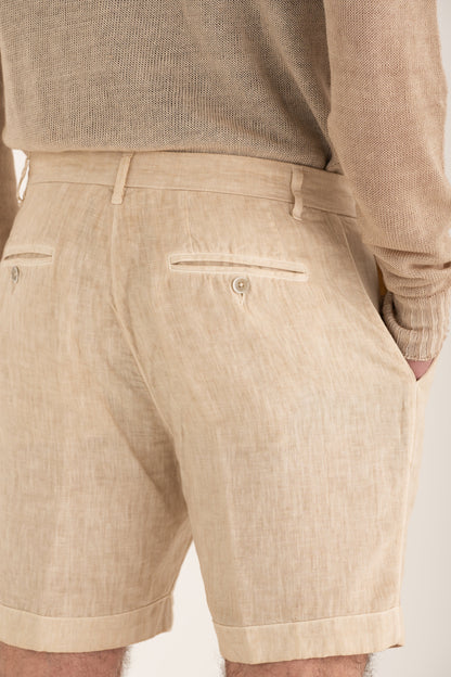Men's Linen Chino Cuffed Shorts – Safari Soft Fade, view 3