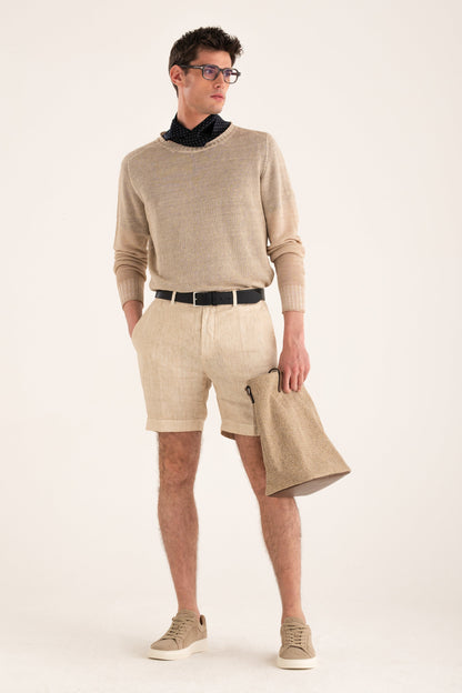 Men's Linen Chino Cuffed Shorts – Safari Soft Fade, view 4