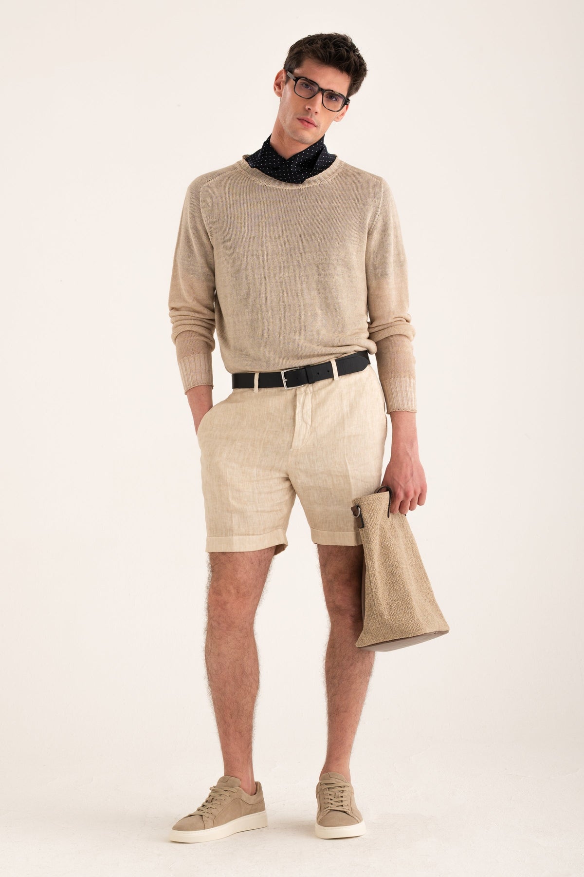 Men's Linen Chino Cuffed Shorts – Safari Soft Fade, view 5