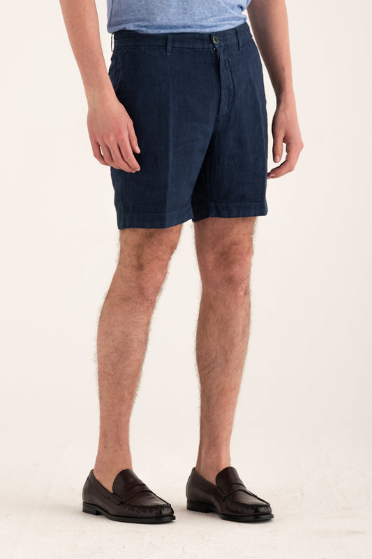 Men's Linen Chino Cuffed Shorts – Navy Fade, view 1