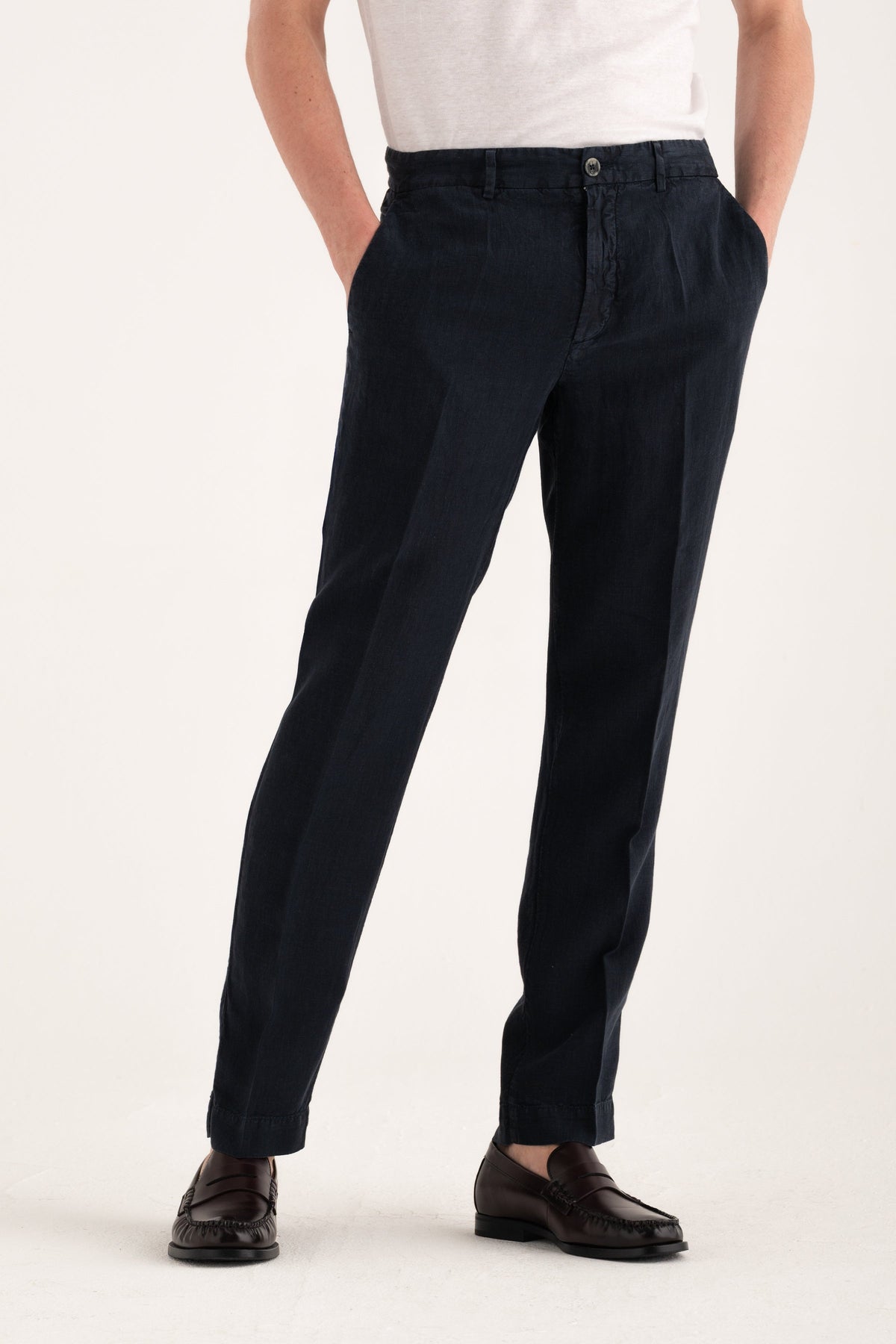 Men's Linen Tailored Chino Pants – Marine, view 1