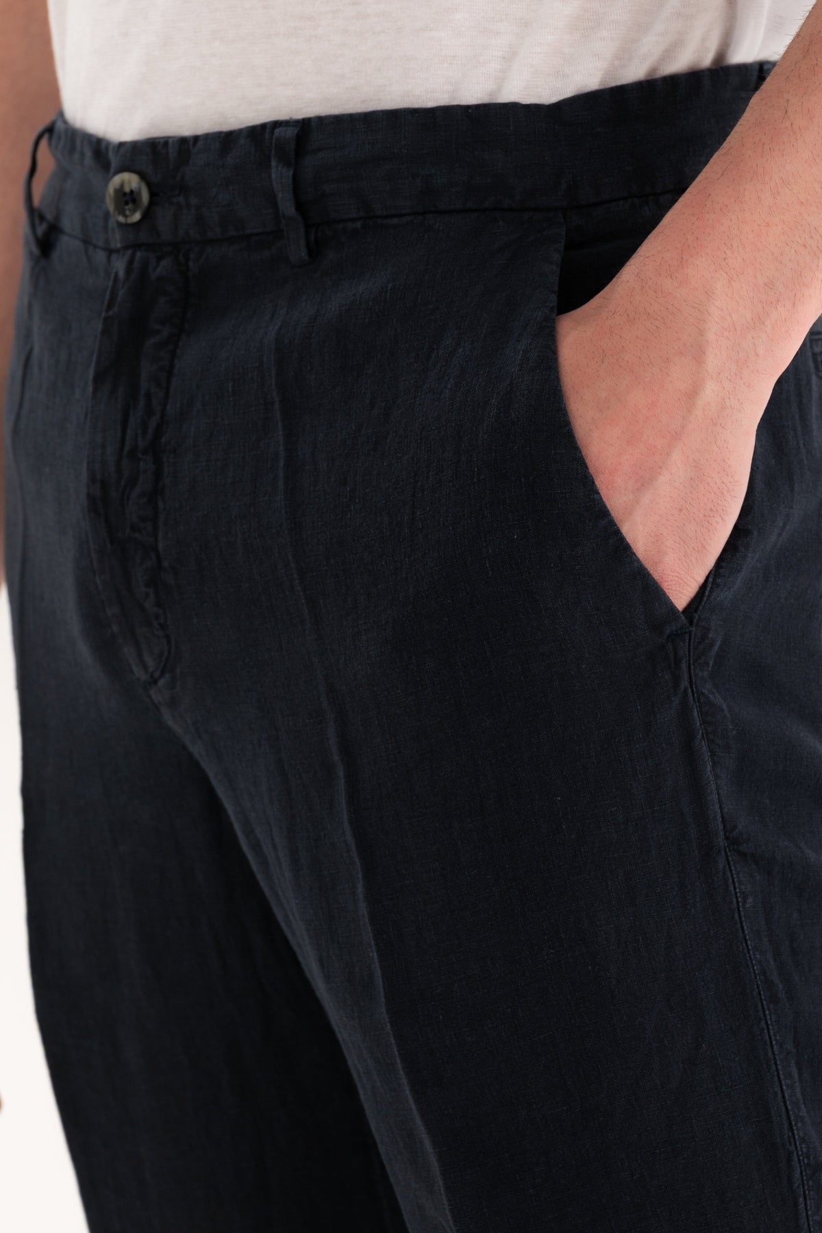Men's Linen Tailored Chino Pants – Marine, view 3