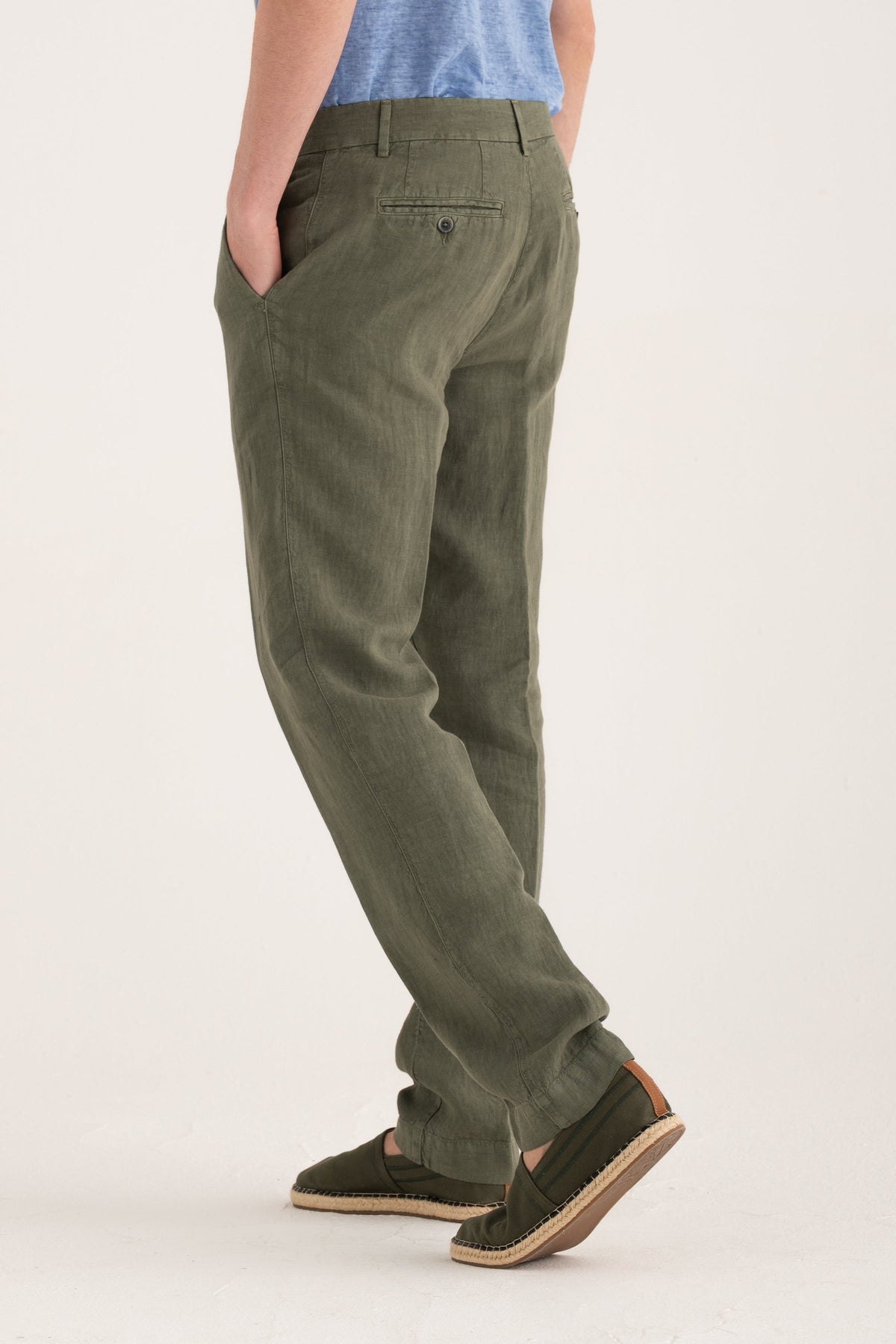 Men's Linen Tailored Chino Pants – Khaki, view 2