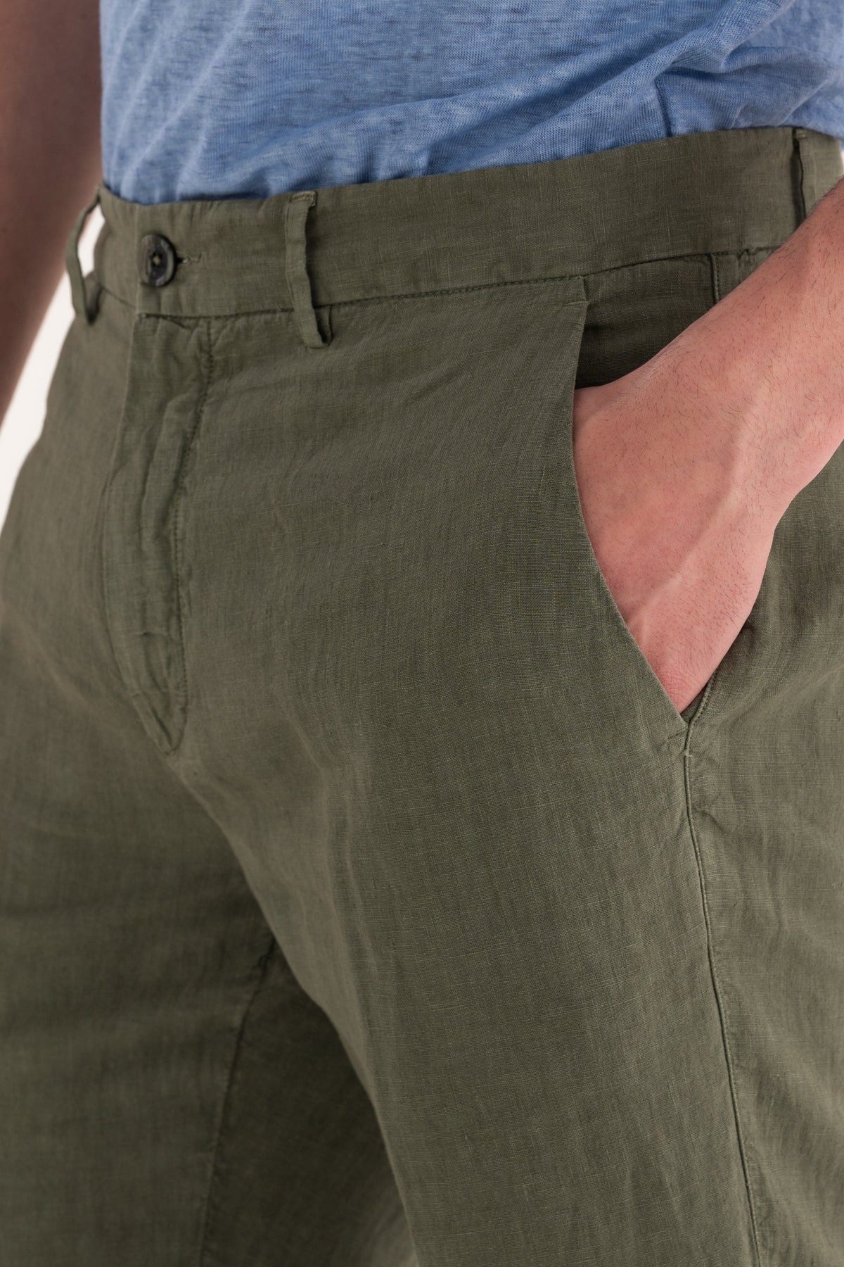 Men's Linen Tailored Chino Pants – Khaki, view 3