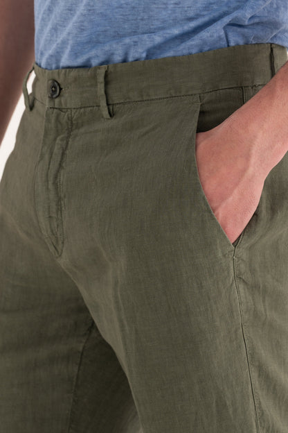 Men's Linen Tailored Chino Pants – Khaki, view 3