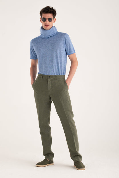 Men's Linen Tailored Chino Pants – Khaki, view 4