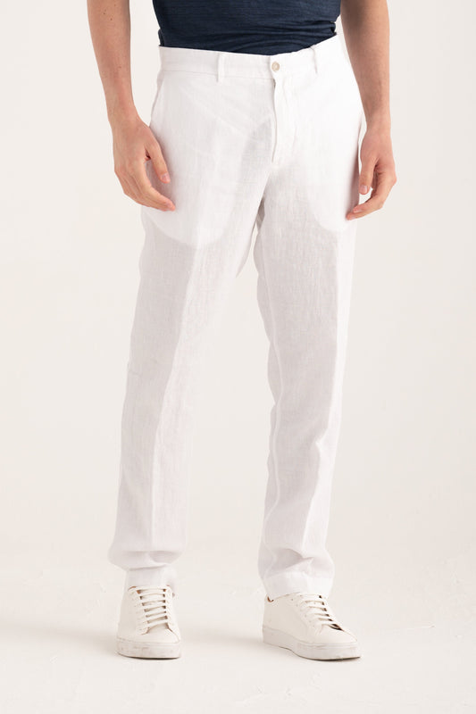 Men's Linen Tailored Chino Pants – White, view 1