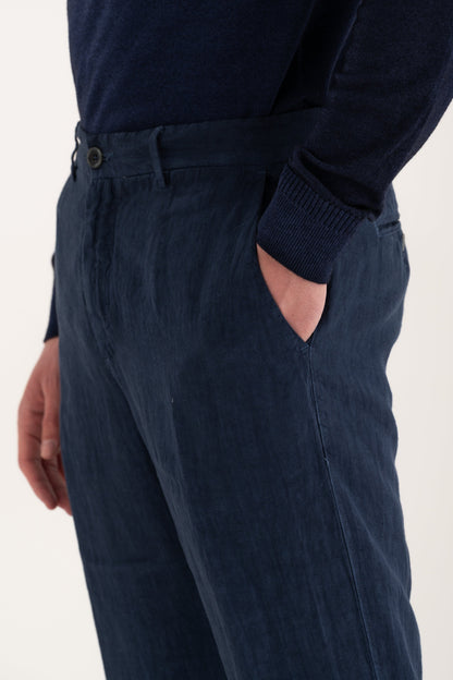 Men's Linen Chino Tailored Pants – Navy Fade, view 4