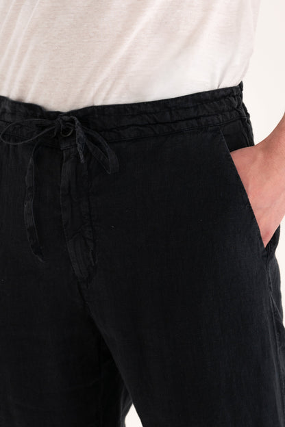 Men's Linen Relaxed Drawstring Pants – Marine, view 3