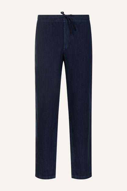 Men's Relaxed Drawstring Linen Pants – Navy Fade, view 5