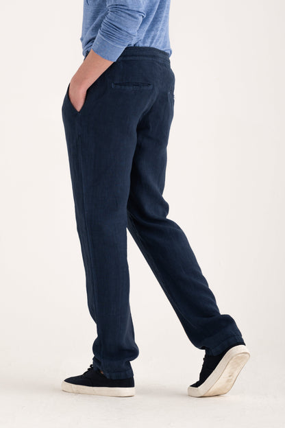 Men's Relaxed Drawstring Linen Pants – Navy Fade, view 2