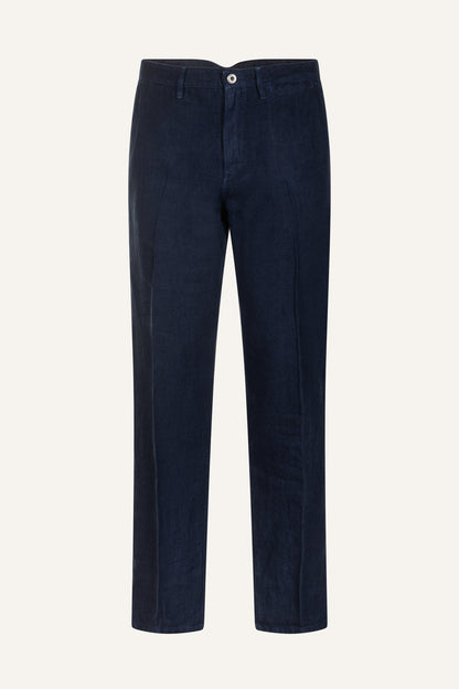 Men's Linen Pants with Back Patch Pockets – Navy Fade, view 6