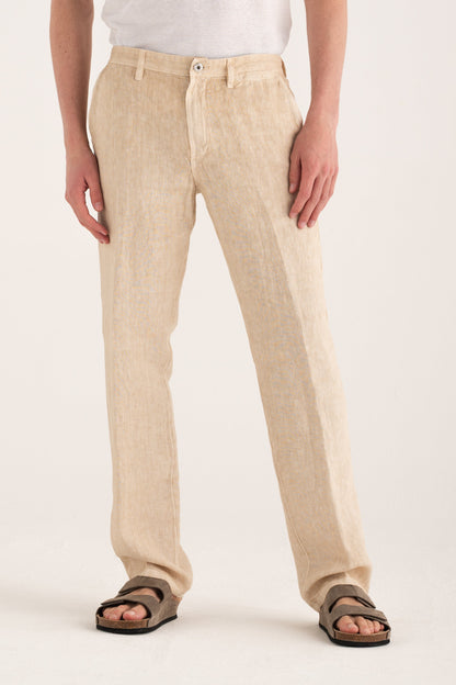 Men's Linen Pants with Back Patch Pockets – Safari Soft Fade, view 1
