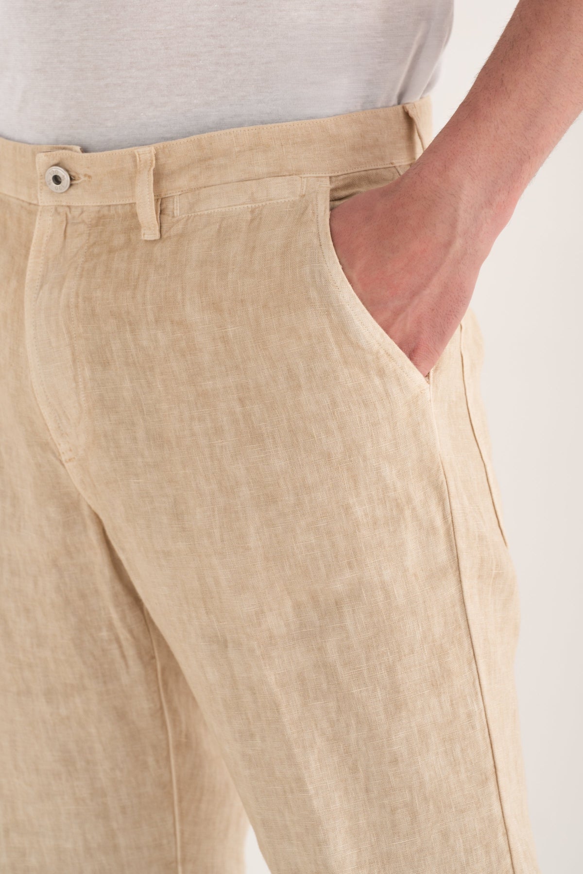 Men's Linen Pants with Back Patch Pockets – Safari Soft Fade, view 3