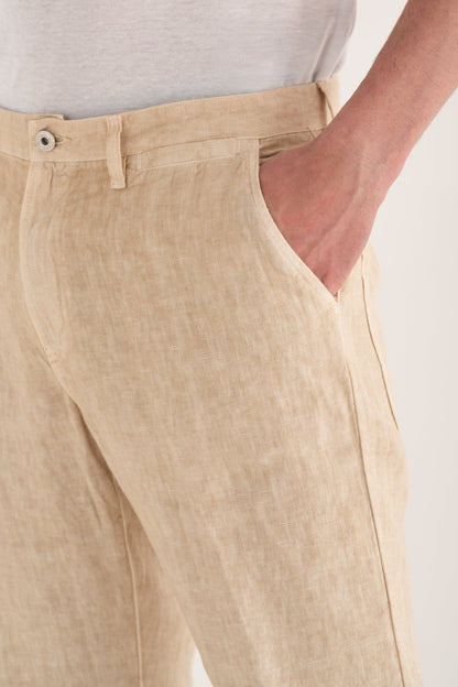 Men's Linen Pants with Back Patch Pockets – Safari Soft Fade, view 3