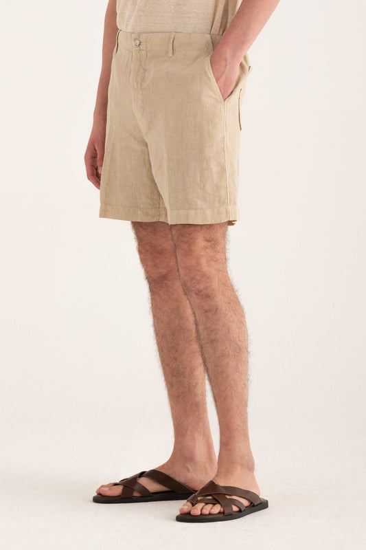 Men's Linen Shorts with Turn Up Hem – Corda, view 1