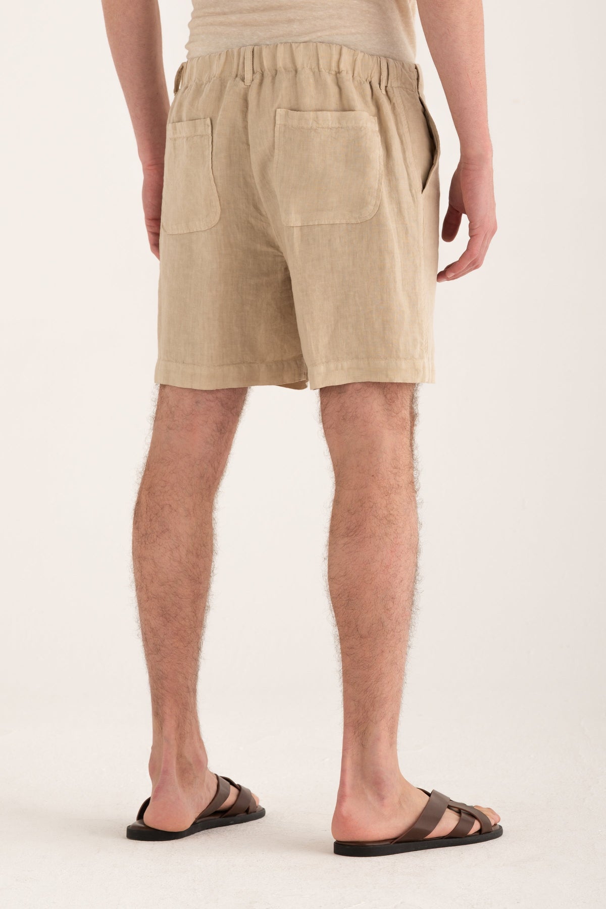 Men's Linen Shorts with Turn Up Hem – Corda, view 2