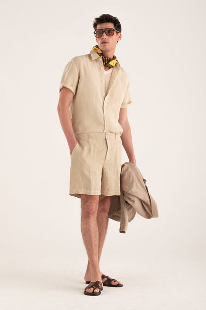 Men's Linen Shorts with Turn Up Hem – Corda, view 4