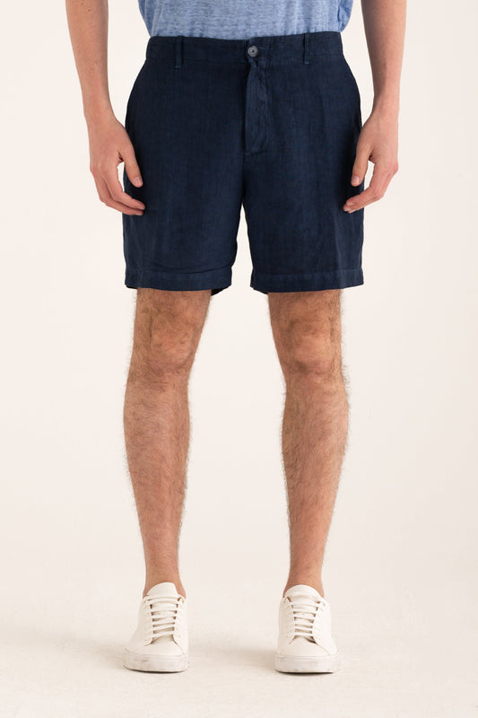 Men's Linen Tailored Shorts – Navy Fade, view 1